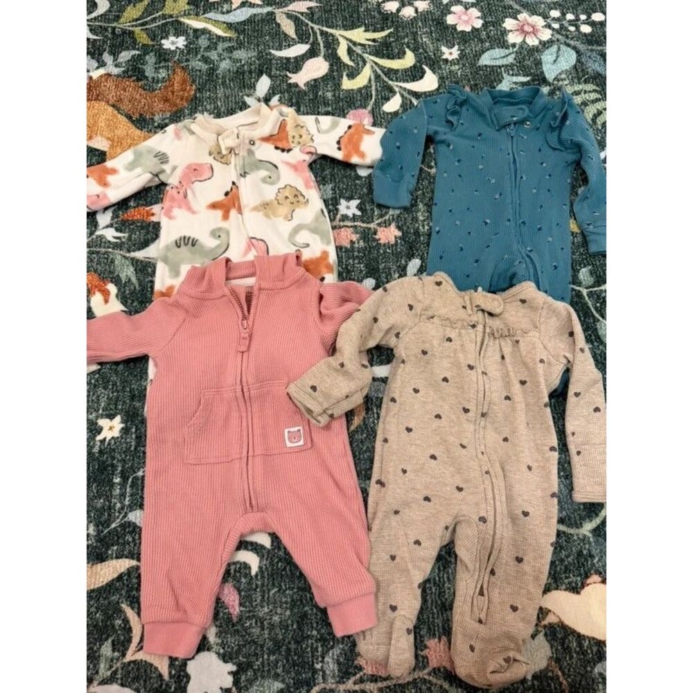 4 Carters Girl Newborn Onesie PJs Fall Winter